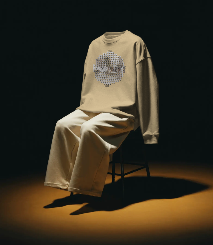 Tengachaya Circle Dot Screentone Simulation Graphic Crewneck Soft fleece Sweatshirt - Vintage Colours (Cityboy Article no: 01.02)